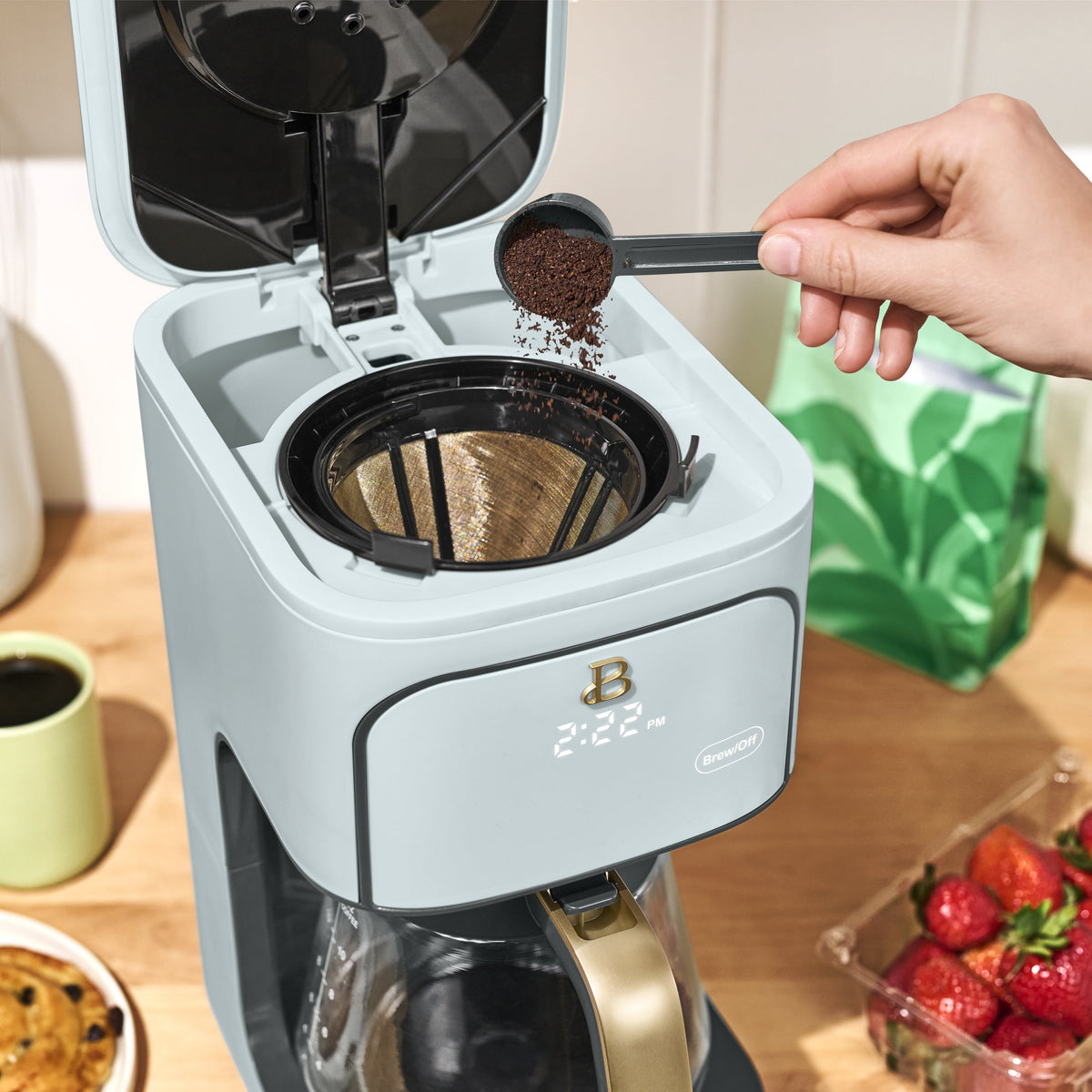 Beautiful by Drew Barrymore 12-Cup Programmable Coffee Maker, White Icing