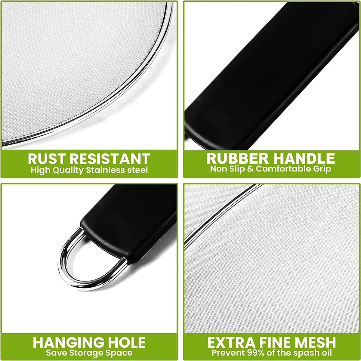 Kafoor 13 inch Grease Splatter Screen for Cooking with Soft-Grip|Splatter screen for frying pan|Works as a strainer
