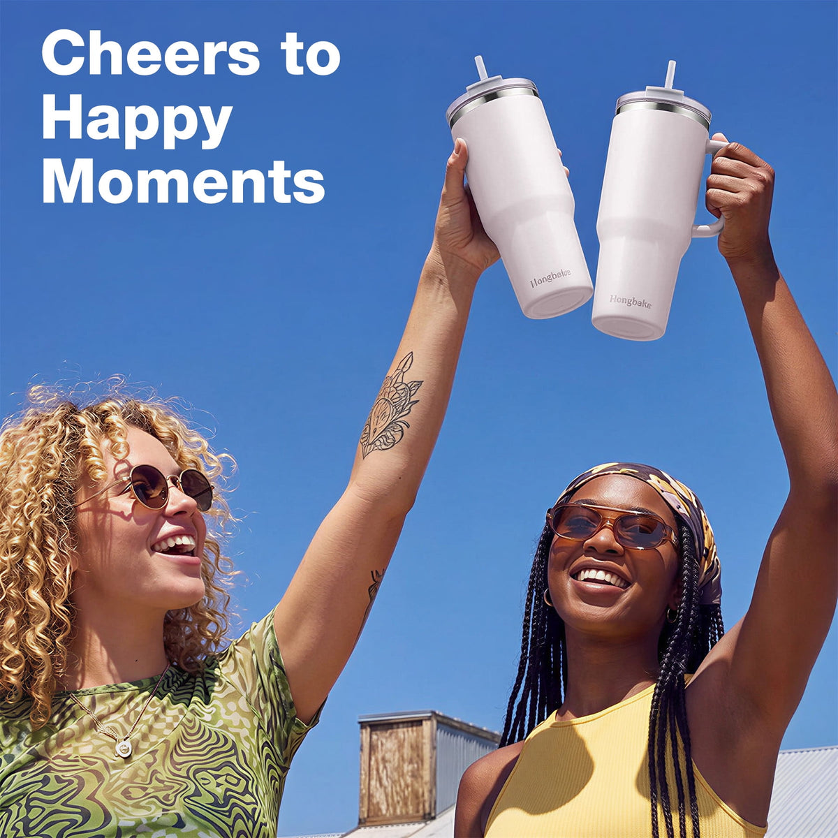 HONGBAKE 40 oz Tumbler with Handle and Straw Lid, Insulated Stainless Steel Tumbler, Travel Mug Fits Cup Holder, Dusty Lavender
