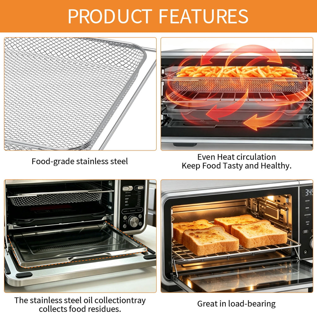 Air Fryer Replacement Parts for Ninja Flip Toaster Oven & Air Fryer SP151, 13.8''× 10.6'' Air Fryer Accessories Basket Grill Rack Crumb Tray Drip Pan