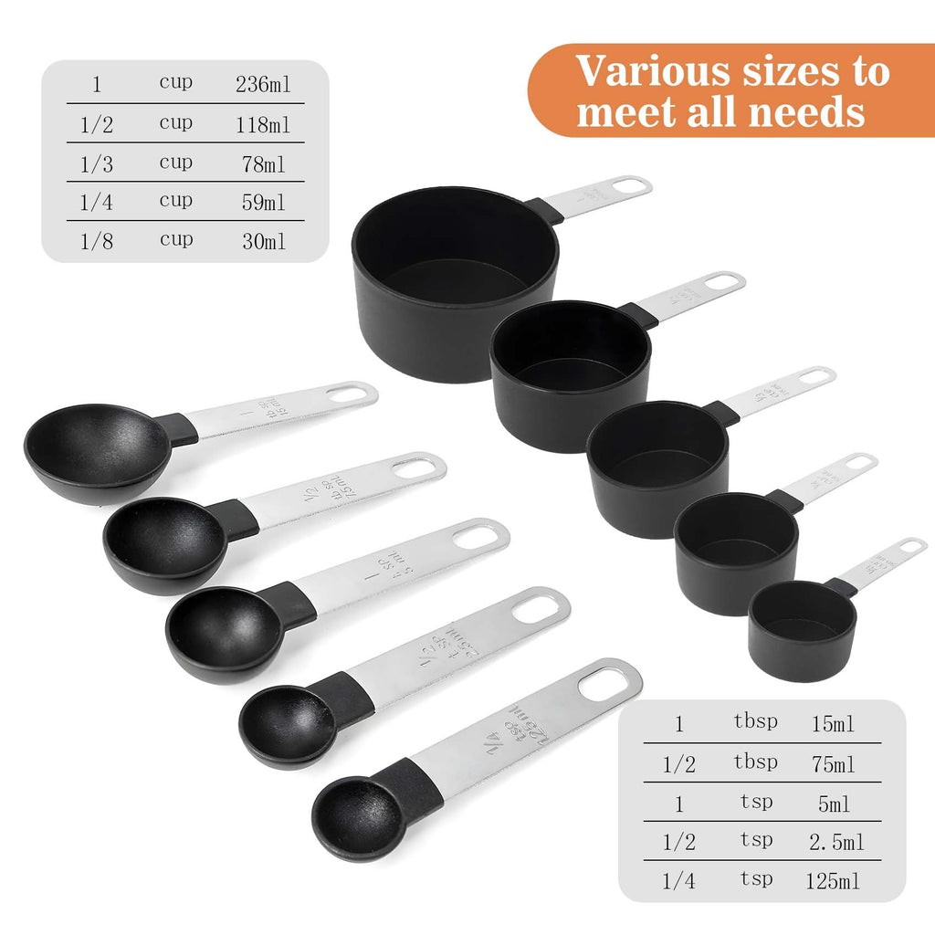 10 Piece Measuring Cups and Spoons Set, Measuring Tools with Stainless Steel Handles, Kitchen Gadgets for Baking & Cooking, Fits for Measuring Dry and Liquid