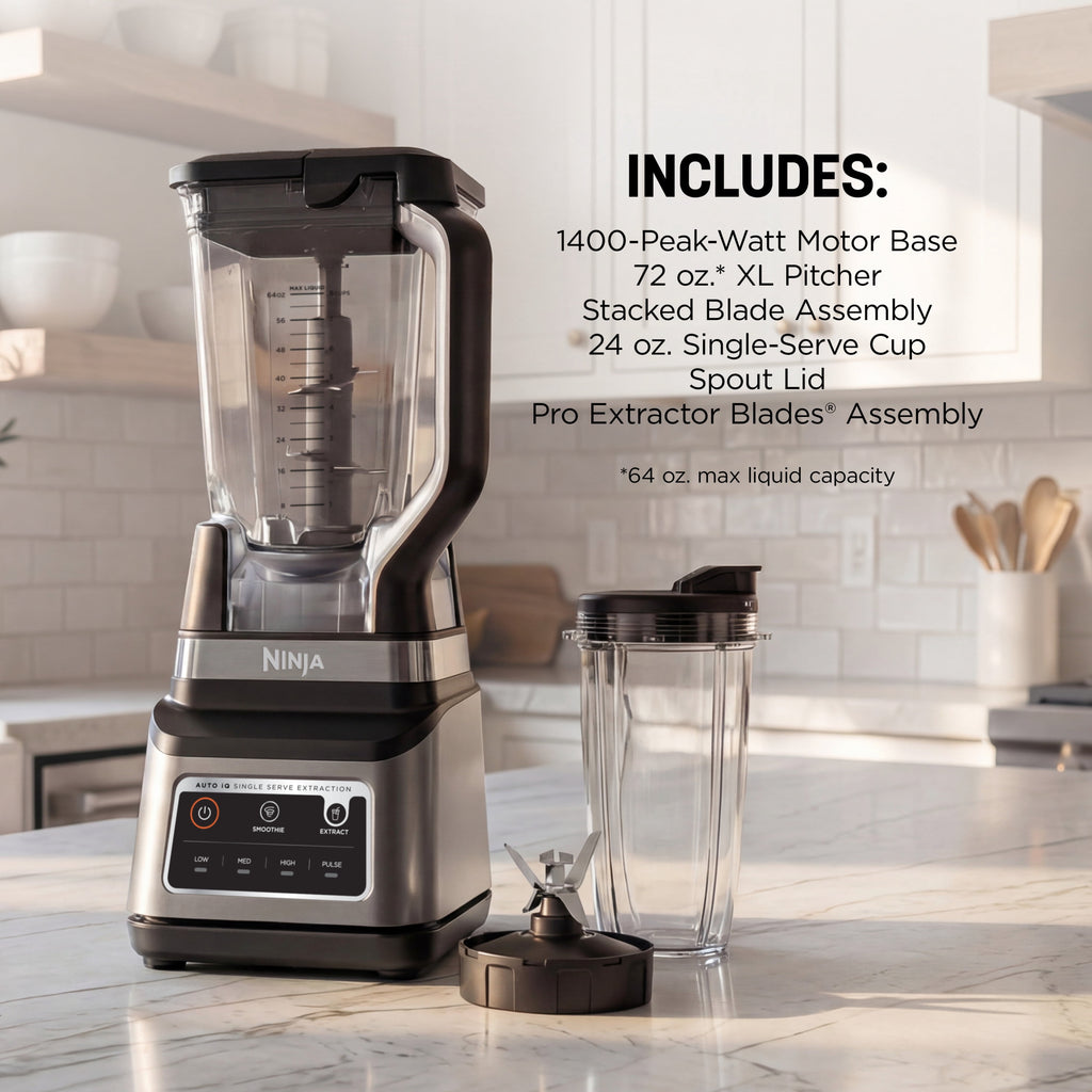Ninja Professional Plus DUO 72-Oz Blender, Smoothies, Ice Crush, 2 Auto-iQ Preset Programs, 4 Speeds, 1400PW, BN750WH White