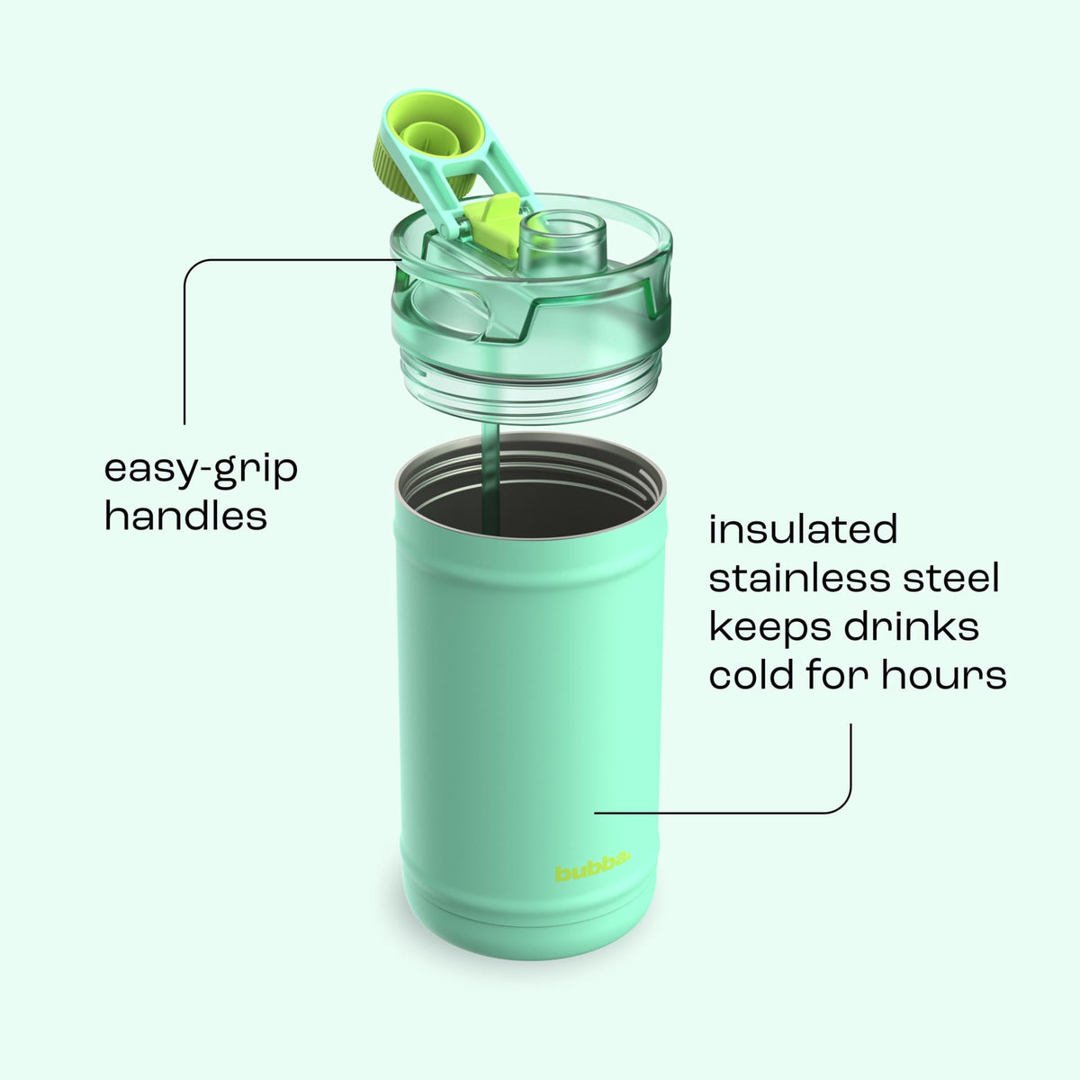 Bubba 64oz DualSip Insulated Stainless Steel Water Jug with Built-In Straw and Drink Opening and Carrying Strap, Daydreamin' Light Blue/Teal
