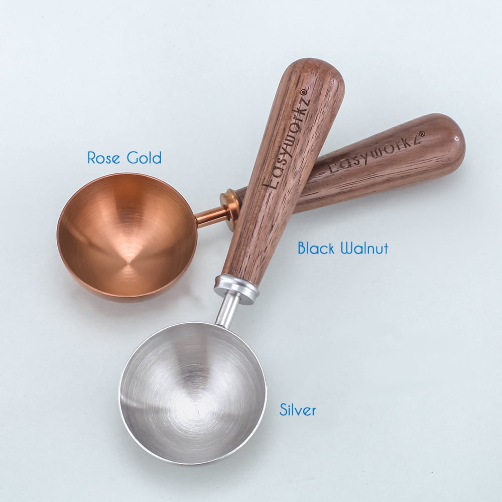 Easyworkz Retro Stainless Steel Coffee Scoop with Walnut Handle 10g / 1 Tbsp Coffee Measuring Spoon, Rose Gold