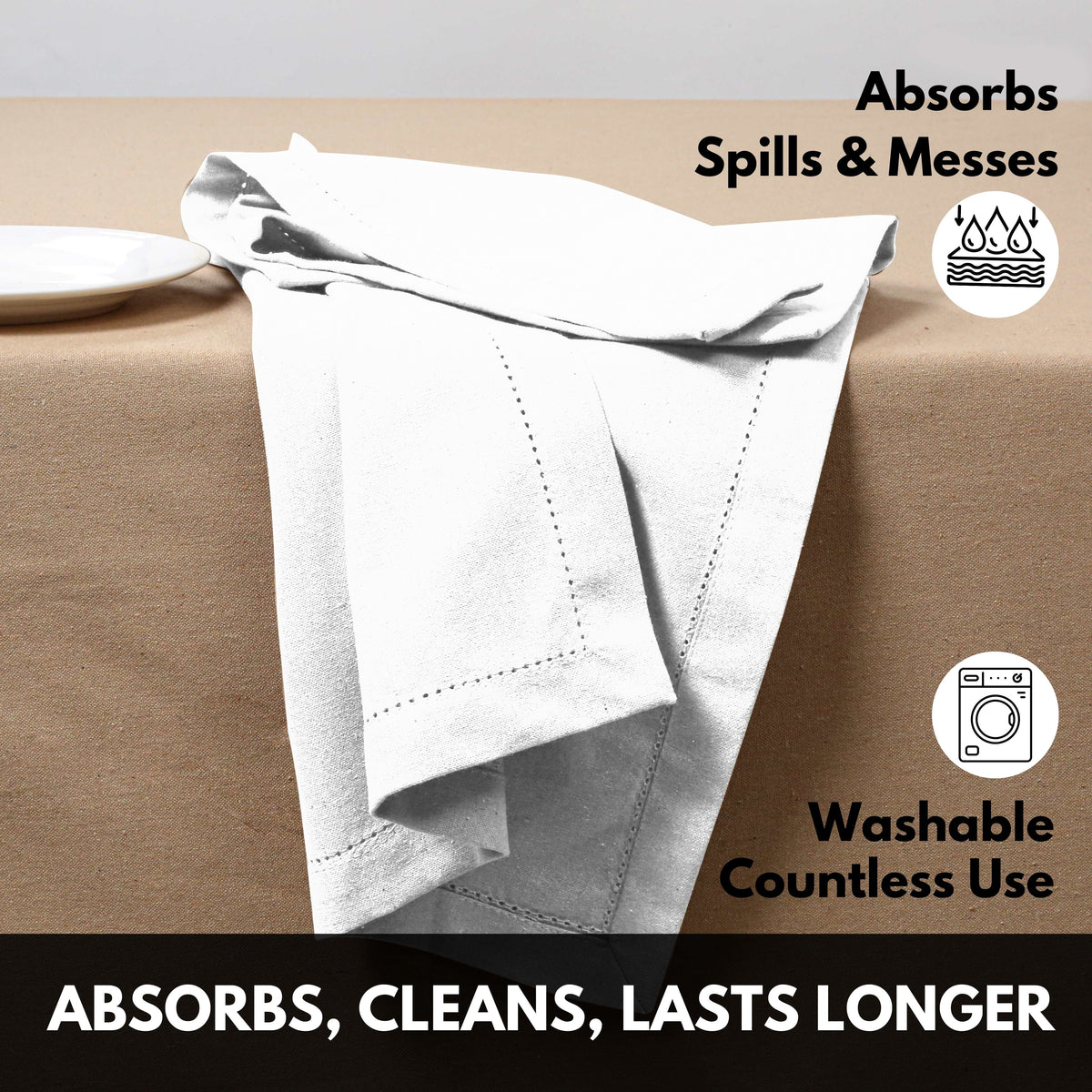 Softopia Cotton Hemstitch Table Fabric Cloth Napkins 18"x18", Set of 12, Lemon Yellow