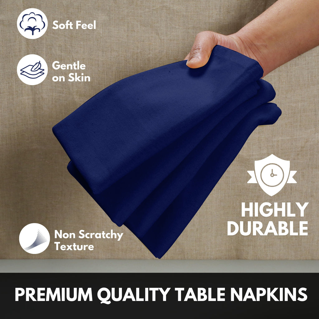 Softopia Cotton Dinner Table Fabric Napkins 17"x17", Set of 12 - Light Blue