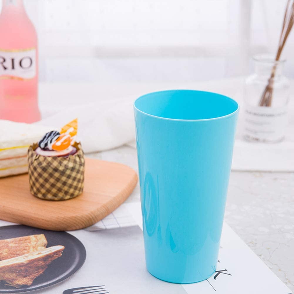 17.5-Ounce Plastic Tumblers (Set of 12), Plastic Drinking Glasses, Mixed-Color, BPA-Free, Shatter-Proof, Dishwasher-Safe