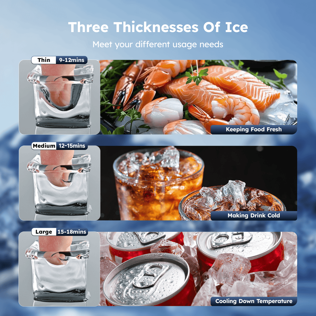 Simzlife Commercial Ice Maker, 100 Lbs/24H, Freestanding or Built-In, 33 Lb Storage Bin, Stainless Steel Ice Machine