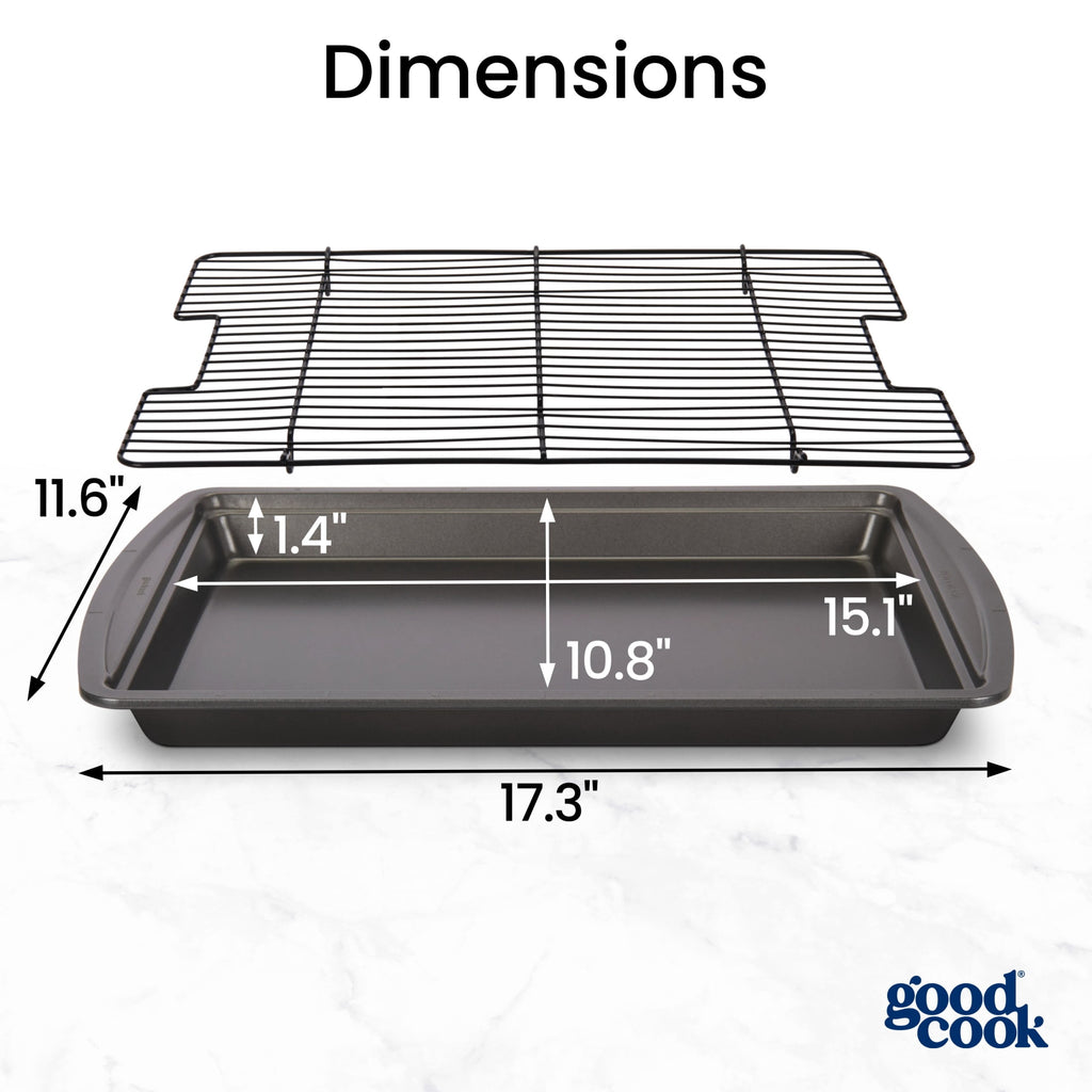 GoodCook 15” x 10.5” Nonstick Carbon Steel Baking Pan & Raised Wire Rack