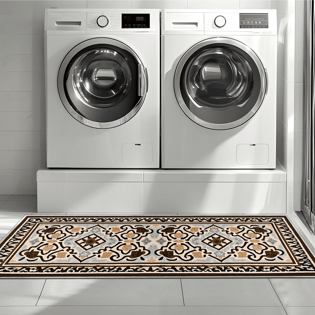 TECHVIDA Kitchen Rug Set 3 Piece,Non Slip Machine Washable Kitchen Mats, Farmhouse Hallway Doormat for Home Floor and Living Room,Gray