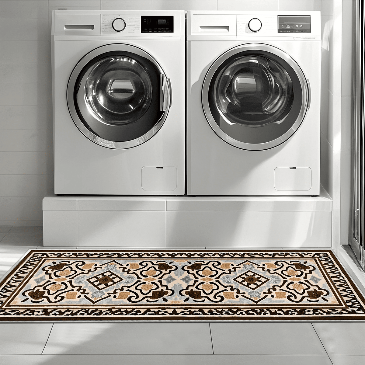 TECHVIDA Kitchen Rug Set 3 Piece,Non Slip Machine Washable Kitchen Mats, Farmhouse Hallway Doormat for Home Floor and Living Room,Gray