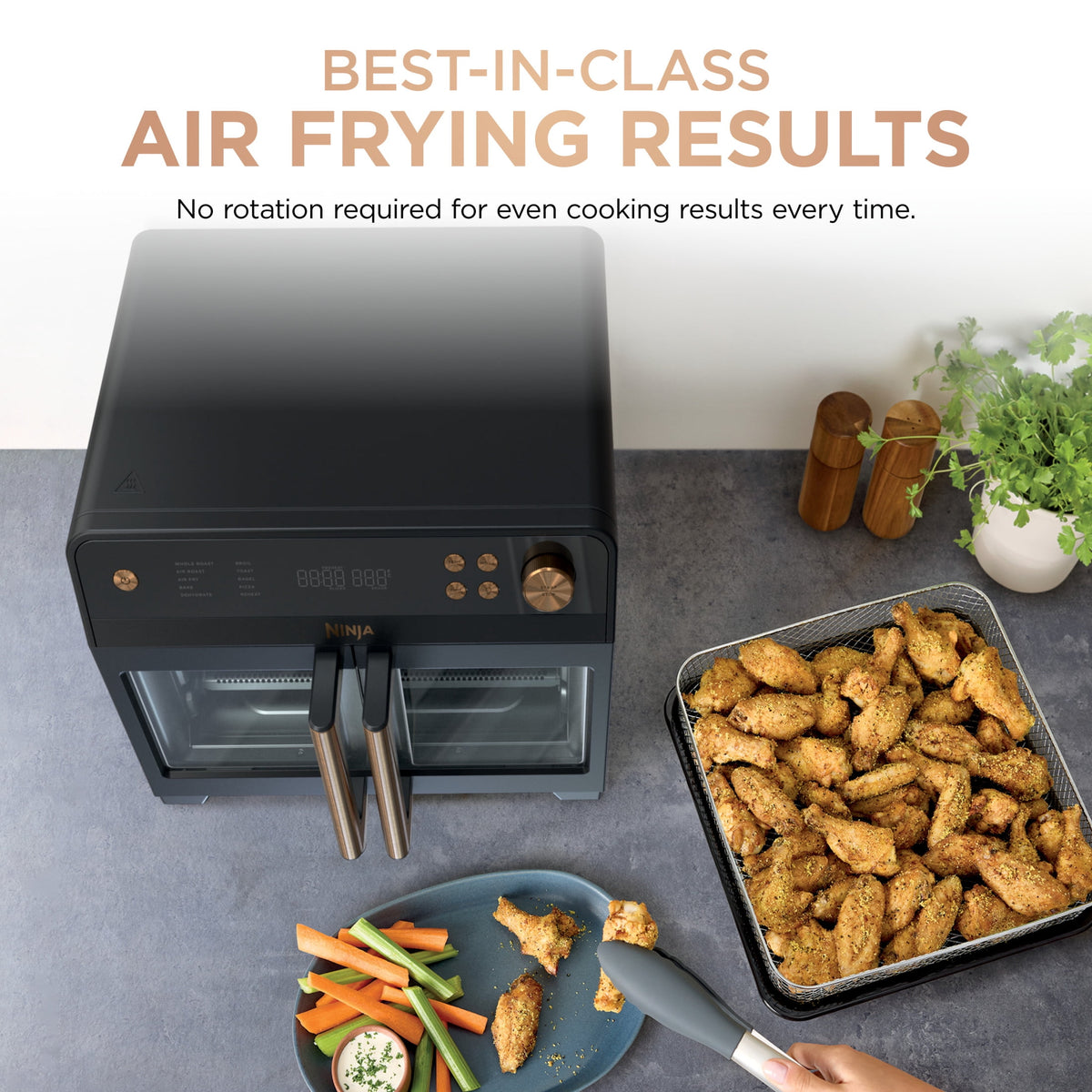 Ninja French Door 8-in-1 Countertop Oven, with Smart Surroundair Technology and Air Fry Function, Dishwasher Safe, 6 Pieces, FO100 Silver