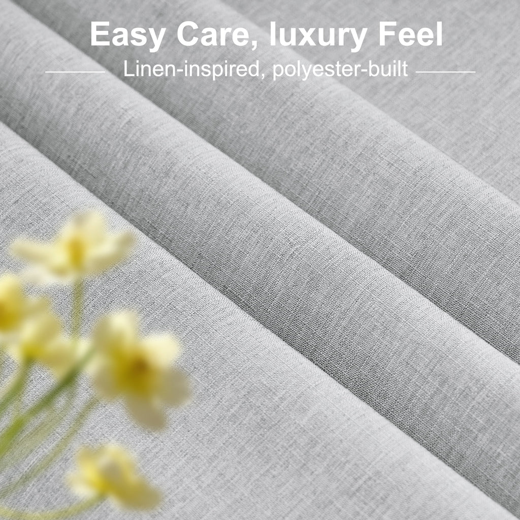 Inosoo Faux Linen Textured Rectangle Tablecloth - 60 x 84 inch Waterproof & Machine Washable Linen-Look Cloth Table Cover, White