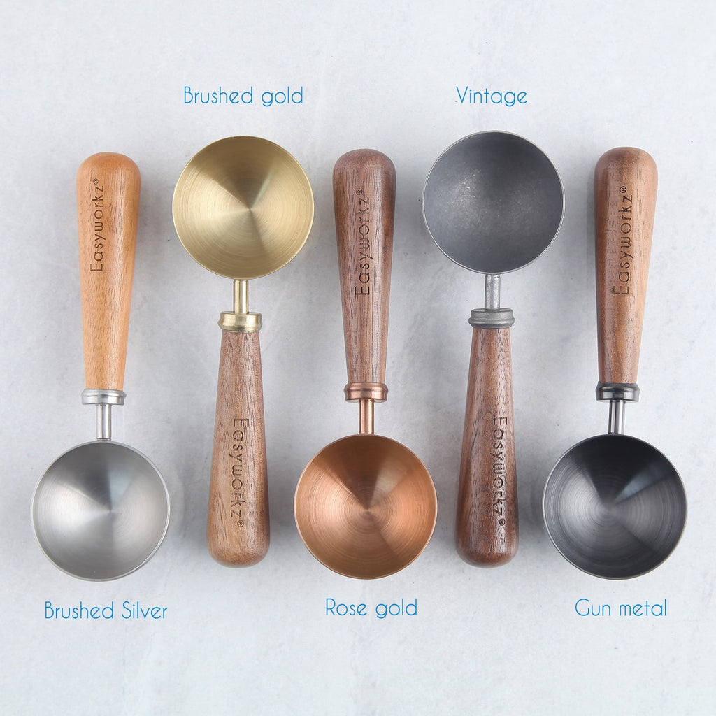 Easyworkz Retro Stainless Steel Coffee Scoop with Walnut Handle 10g / 1 Tbsp Coffee Measuring Spoon, Rose Gold