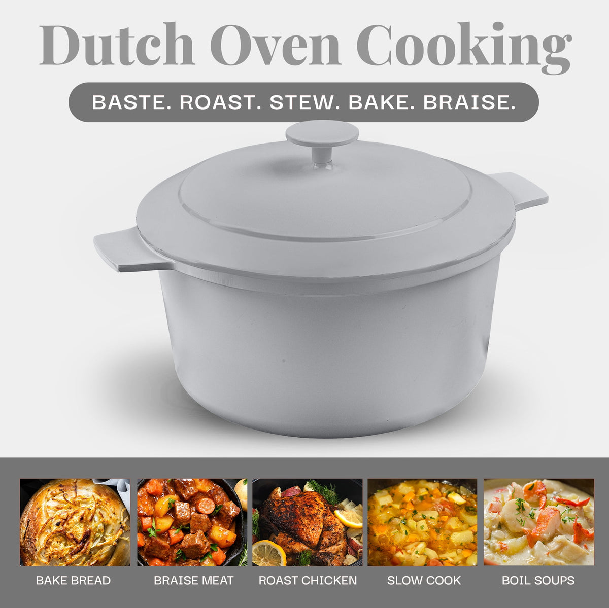 Gotham Steel Ceramic Hammered 5 Qt Lightweight Dutch Oven Pot with Lid & Holders, Oven Safe & Even Heat Retaining Dutch Oven for Bread Baking Sourdough, Soup, 70% Lighter than Cast Iron, Navy