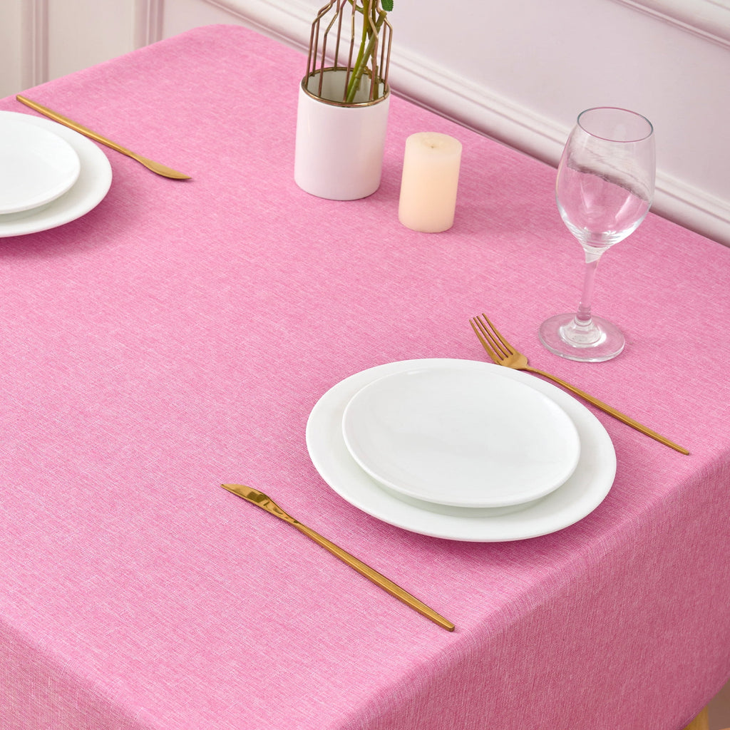 Inosoo Faux Linen Textured Rectangle Tablecloth - 60 x 84 inch Waterproof & Machine Washable Linen-Look Cloth Table Cover, White