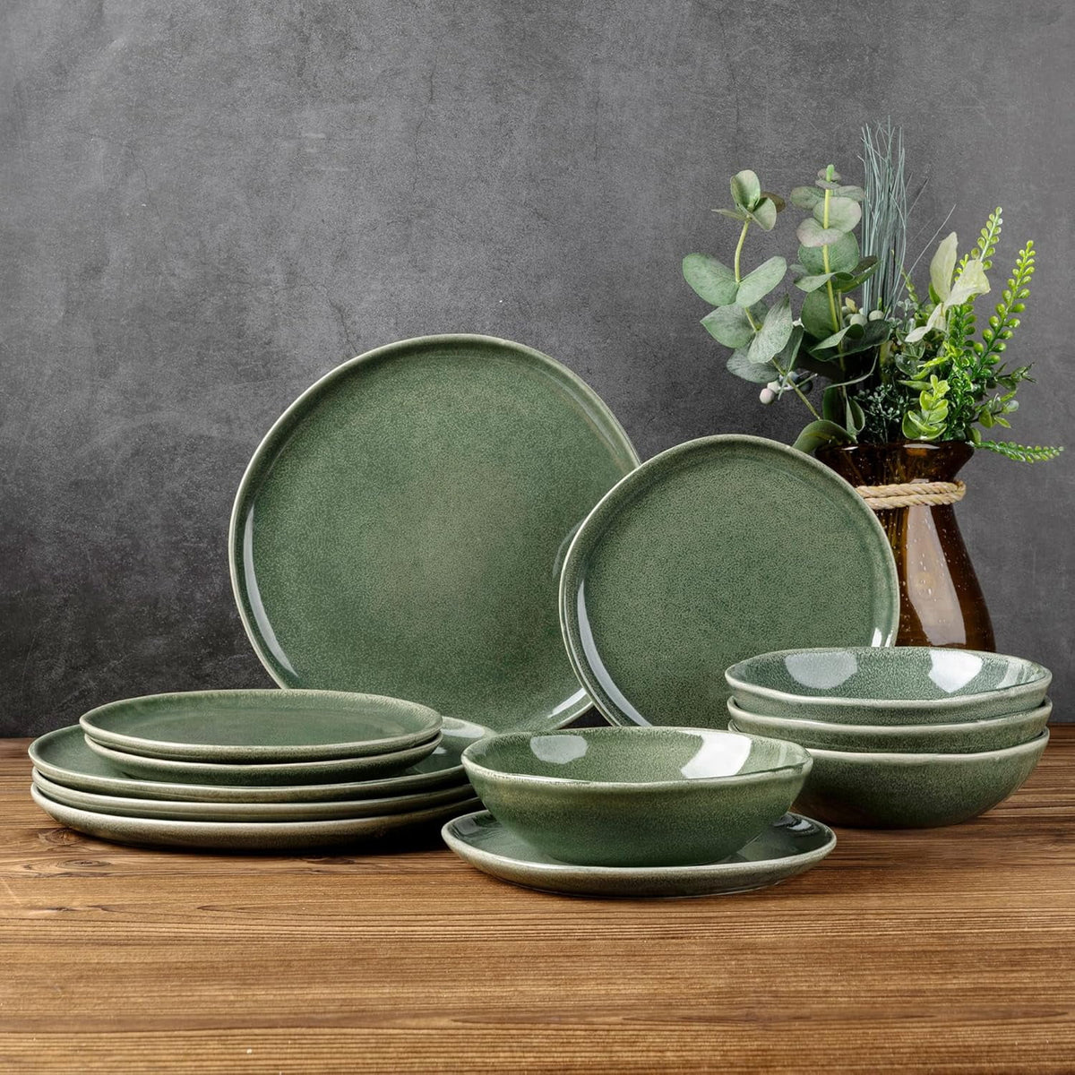 AmorArc Ceramic Plates Set of 6, 8.5 Inch Handmade Reactive Glaze Stoneware Plates set for Dessert, Salad, Appetizer, Dinner, Microwave & Dishwasher Safe, Scratch Resistant-Pearl White