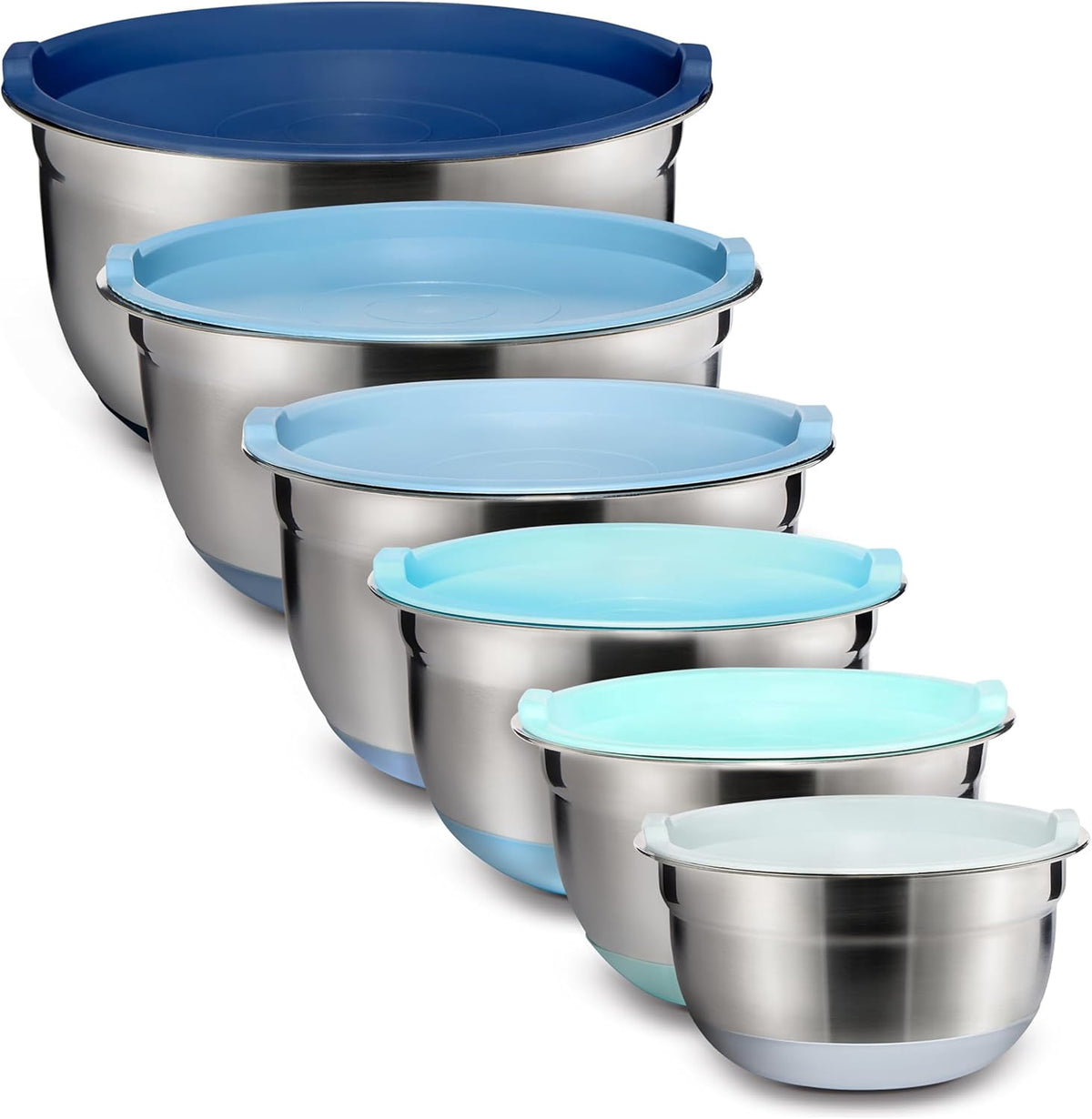COOK WITH COLOR Mixing Bowls Set of 6, Stainless Steel Mixing Bowls, Metal Nesting Bowls for Kitchen, Sage Green