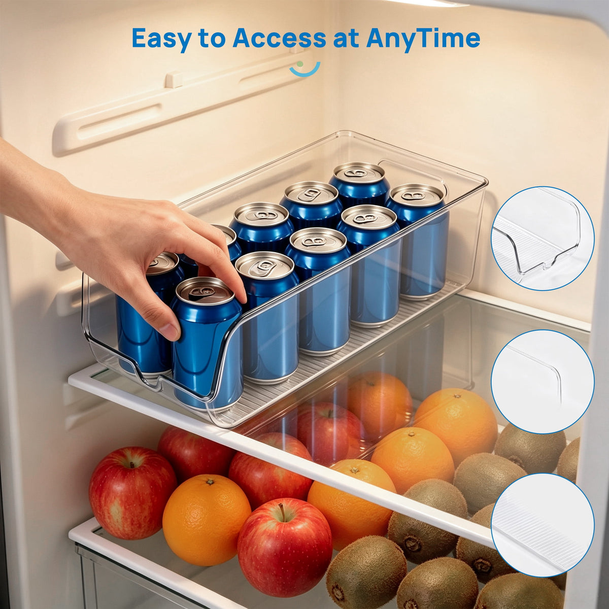 Sindcom Set of 10 Fridge Organizer, Refrigerator Organizing Bins with Handles, BPA-Free Clear Plastic Fridge Storage Containers