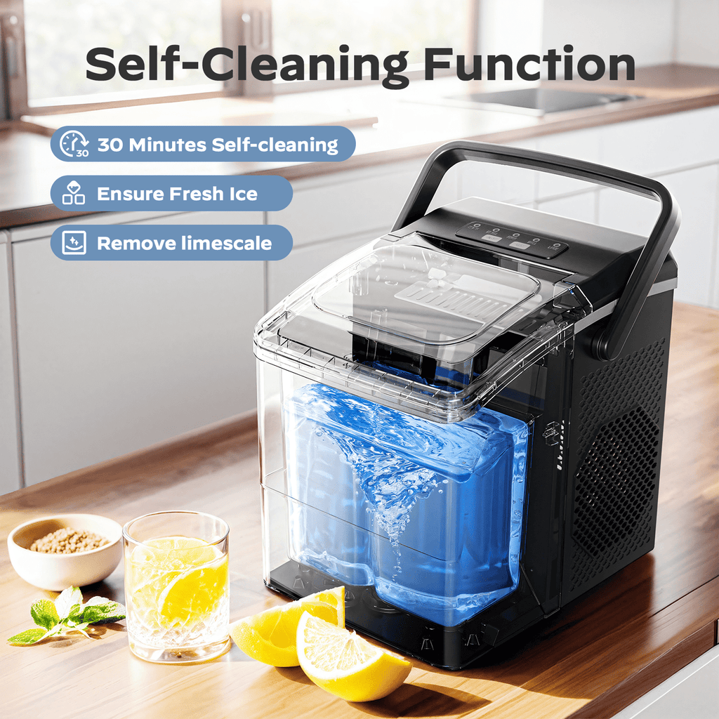 Philergo 35lbs/24H Nugget Ice Maker Countertop with Detachable Ice Basket, Portable Ice Machine,Chewable Ice, Self-Cleaning, Silver