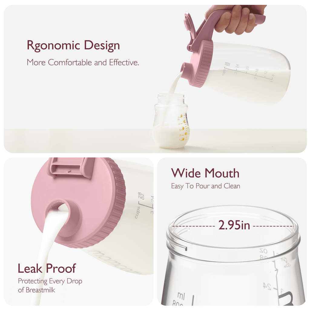 Momcozy Breast Milk Pitcher, Resistant to Heat and Cold Abrupt Temp Swings, 1 Quart Mason Jar
