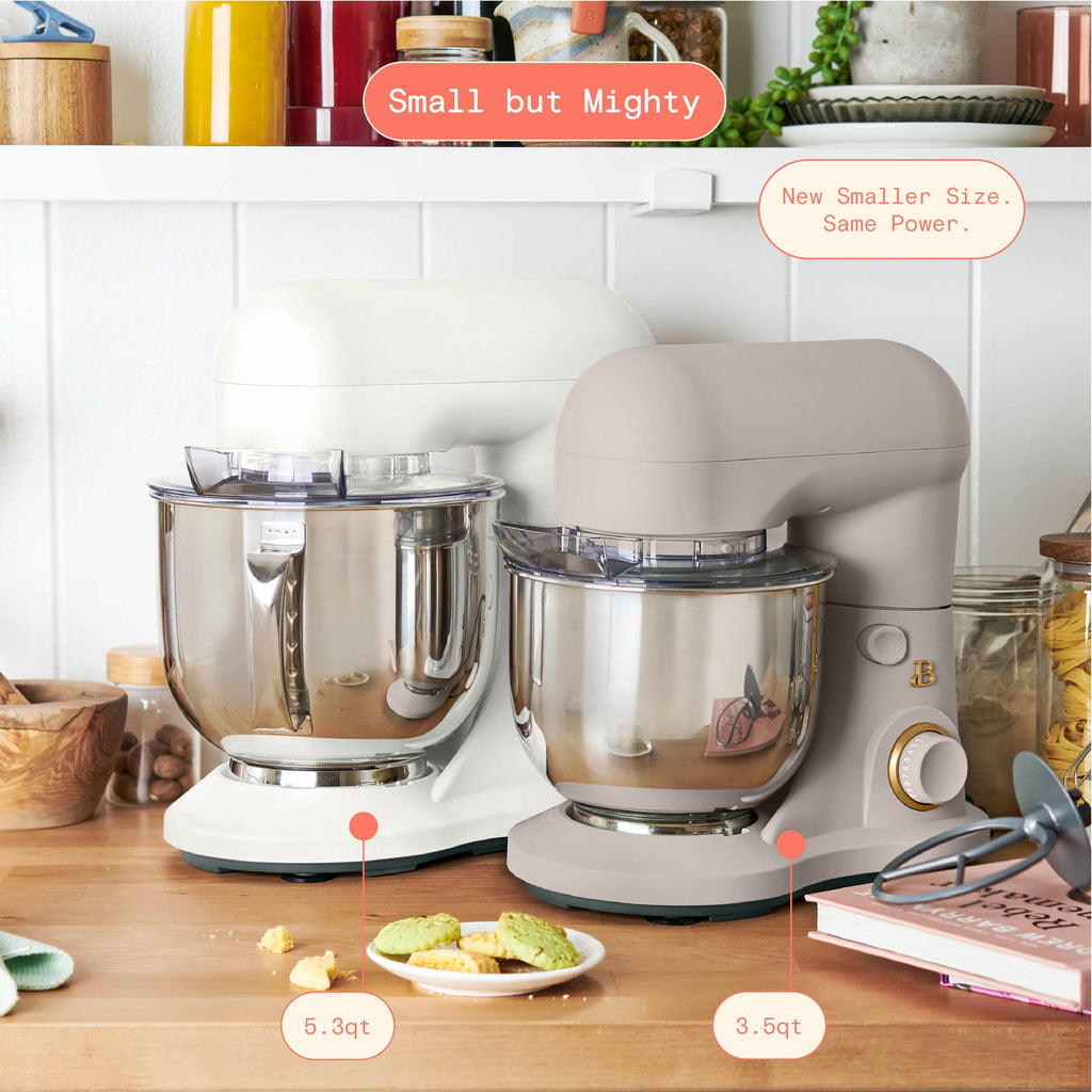 Beautiful 3.5 Qt Stand Mixer with Flat Beater, Dough Hook, Balloon Whisk, Chocolate by Drew Barrymore