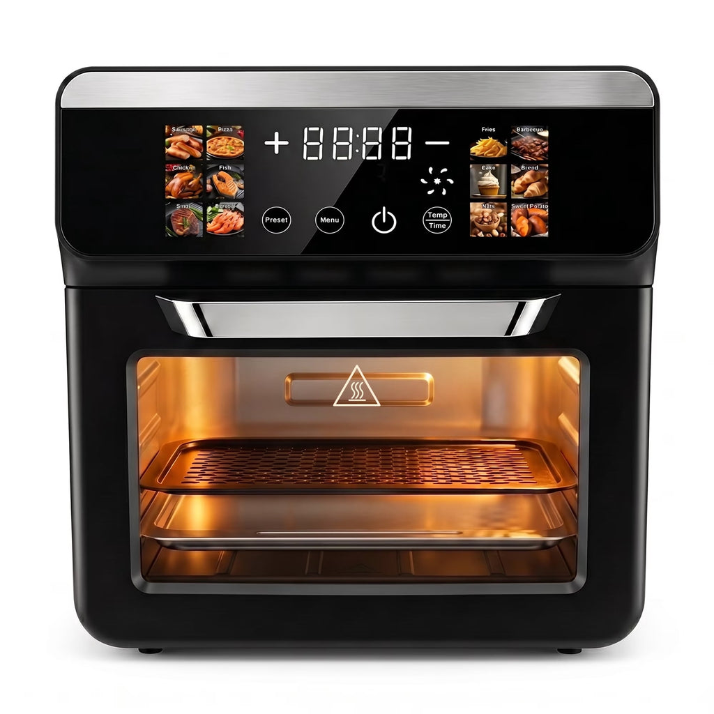 Smart Air Fryer Toaster Oven, 12 One-Touch Preset Functions, Smart Cooking Program, Viewing Window, Interior Light, Two Baking Pan Additions, Adjustable Time & Temperature, Oil-Free Family Cooker,