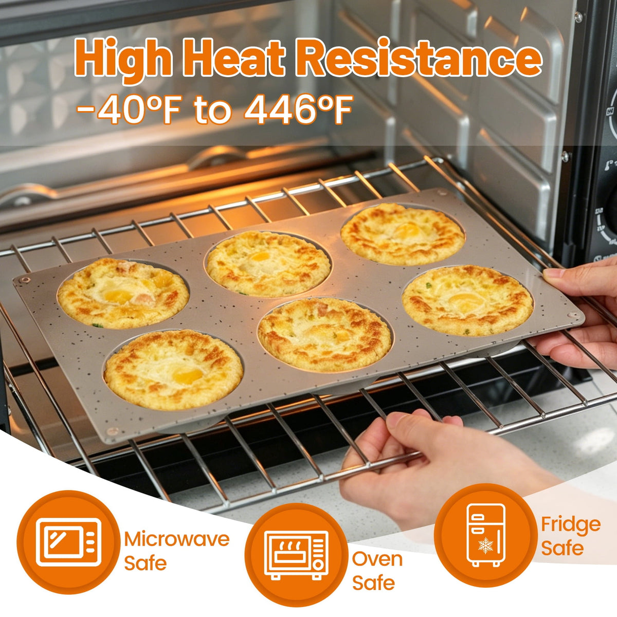 CAKETIME 3 Pcs Silicone Egg Sandwich Molds, 3 Inch Muffin Top Pan Non Stick, Round Silicone Baking Mold for Baking English Muffins