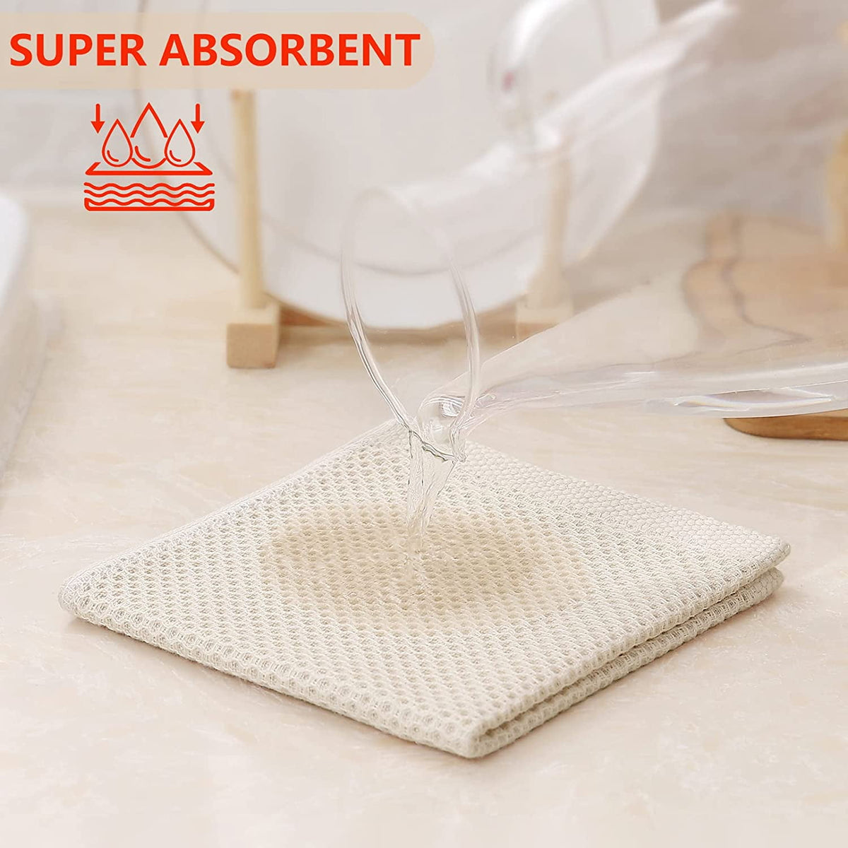 Homieway 6 Pack 100% Cotton Dish Towels, Waffle Weave Dish Cloths for Washing Dishes, Quick Drying Kitchen Dish Towels Rags, 12x12 Inches, Mixed Color