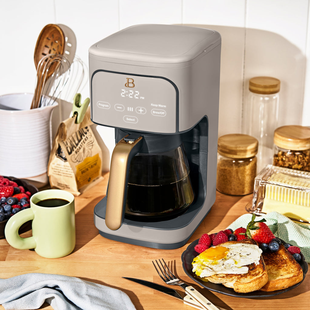 Beautiful by Drew Barrymore 12-Cup Programmable Coffee Maker, White Icing