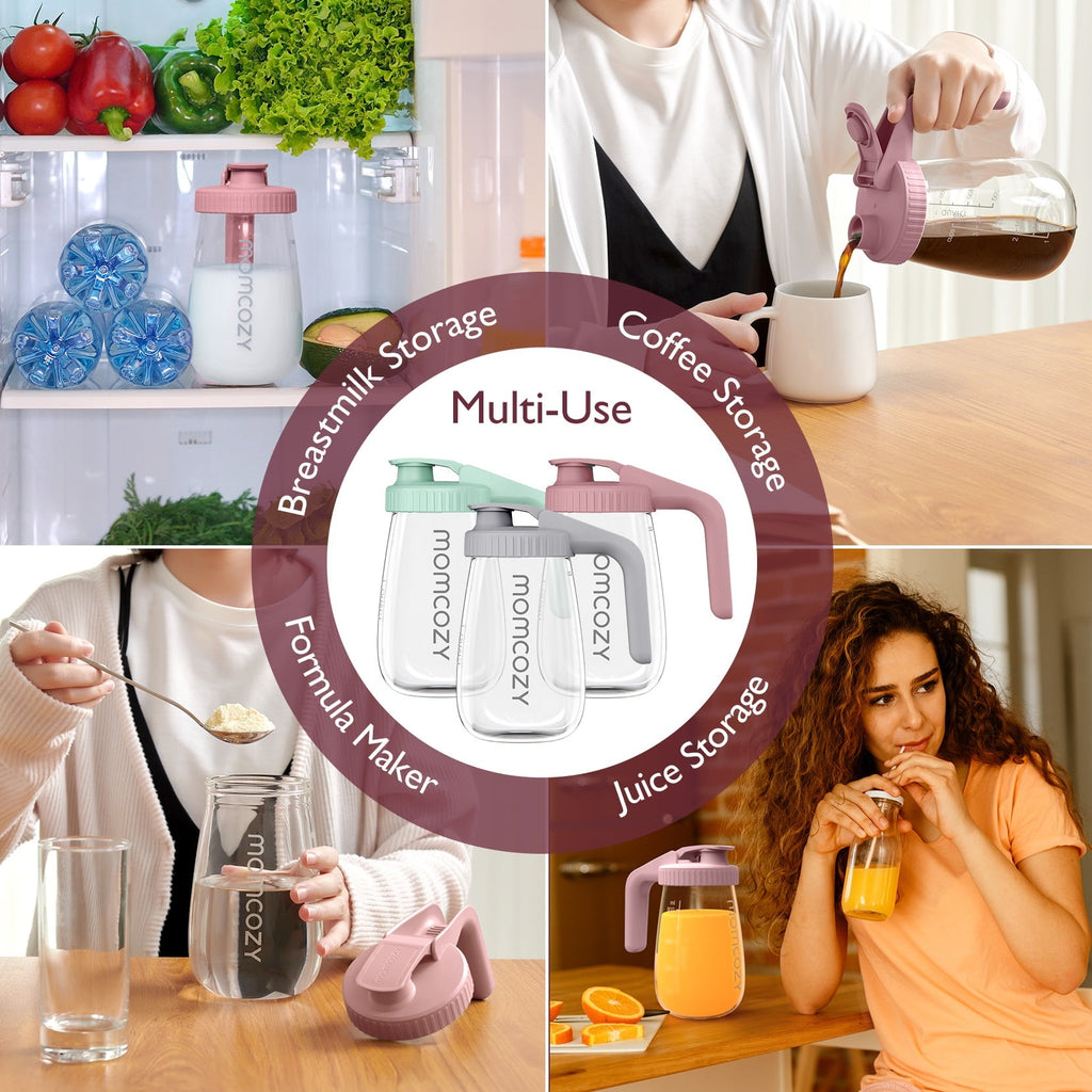 Momcozy Breast Milk Pitcher, Resistant to Heat and Cold Abrupt Temp Swings, 1 Quart Mason Jar