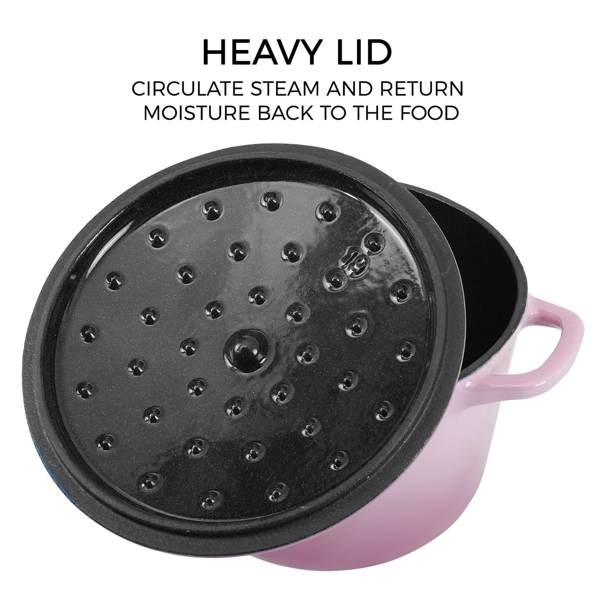 Flavehc Dutch Oven Pot with Lid 2.8 qt Cast Iron Dutch Oven for Bread Baking Slateblue Enameled Cast Iron Rice Pot with Handels