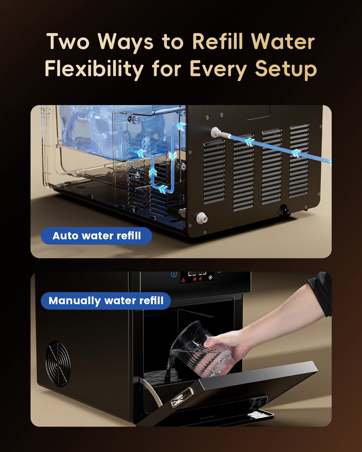 Ecozy Chillio 2.4" Crystal Clear Ice Ball Maker with CrystalFlux Technology, Compact Sphere Ice Machine with Timer, 32 Balls/Day, for Home Bar
