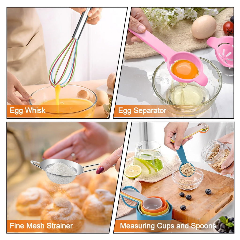 Mixing Bowls with Lids Set of 5, Vesteel Stainless Steel Mixing Bowls Metal Nesting Salad Bowls, Size 4.5, 3, 1.5, 1, 0.7 QT Great for Cooking, Baking, Serving - Multi-Color
