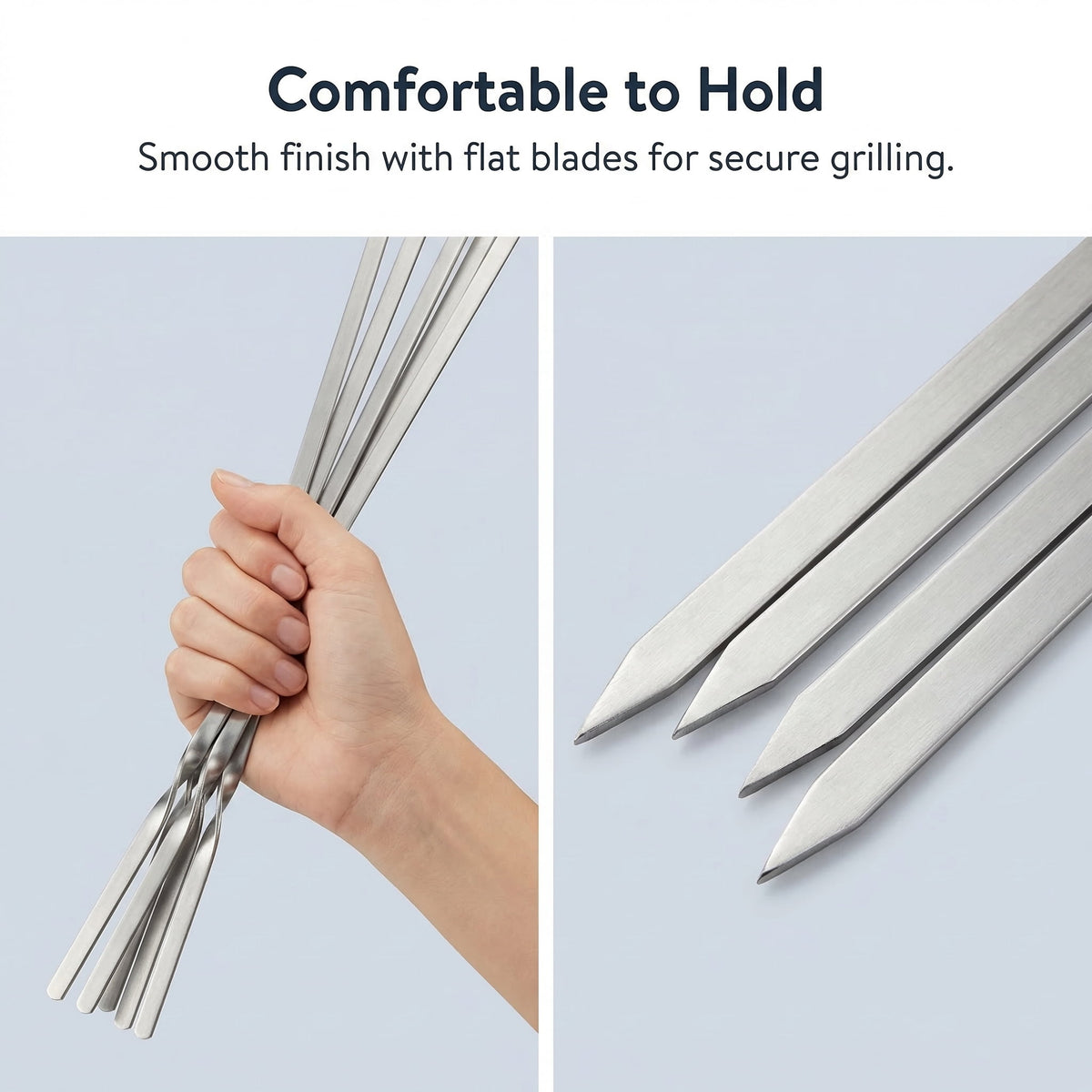 CNDRLEF 20PCS 13inch Stainless Steel BBQ Skewers, Reusable Grilling Skewer Sticks with Portable Tube Case for Outdoor Cooking & Barbecue Party