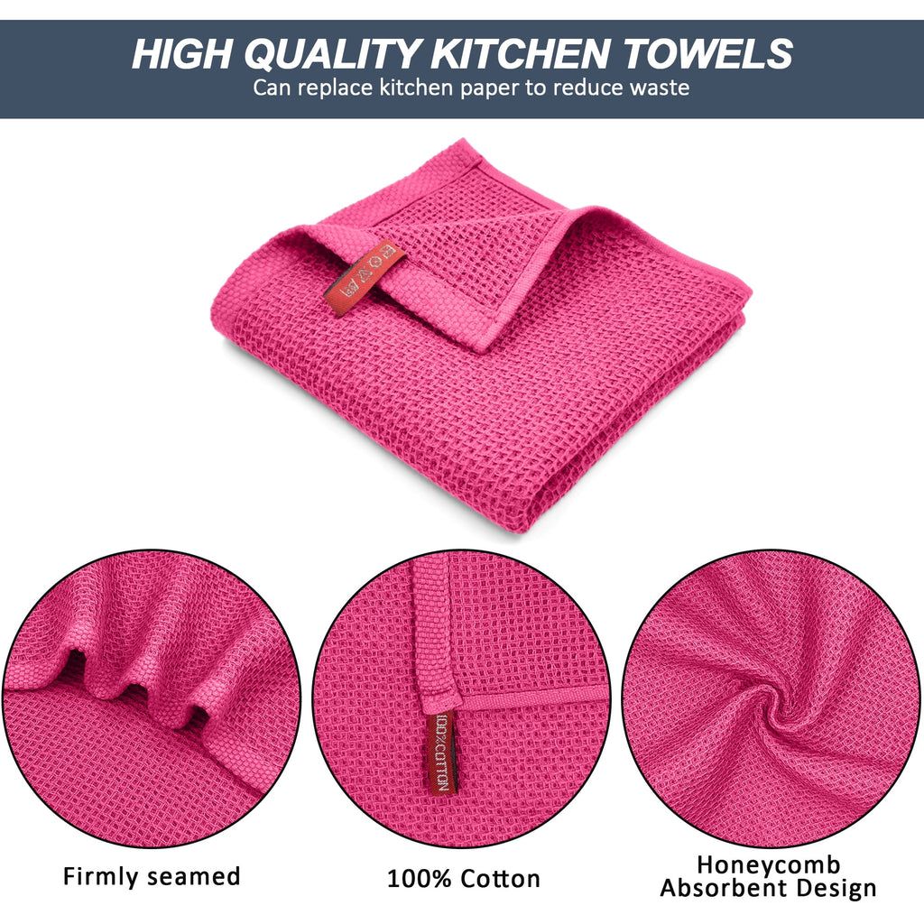 Homieway 6 Pack 100% Cotton Dish Towels, Waffle Weave Dish Cloths for Washing Dishes, Quick Drying Kitchen Dish Towels Rags, 12x12 Inches, Mixed Color