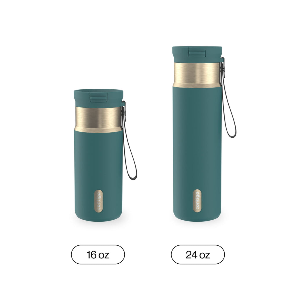 Contigo 24oz SnapSeal Insulated Stainless Steel Water Bottle with Straw, Licorice Black/Bronze