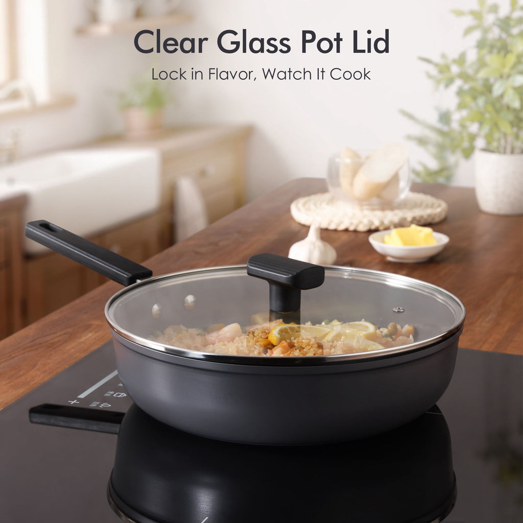 SENSARTE Nonstick Ceramic Frying Pan Skillet, Induction Omelette Pan Egg Pan, Healthy Cookware Chef's Pan with Heat-Resistant Handle, Dishwasher Safe, Gray, 8"