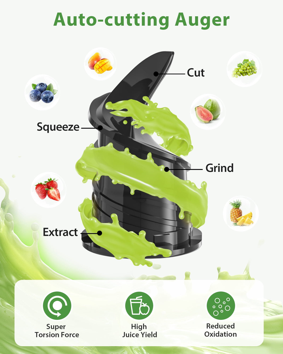 Juicer Machine with 4.35" Wide Mouth, Aeitto Cold Press Juicer Machine for Fruits and Vegetables, Slow Masticating Juicer Whole Fruit Juice Maker, High Juice Yield, Easy to Clean with Brush, Coal