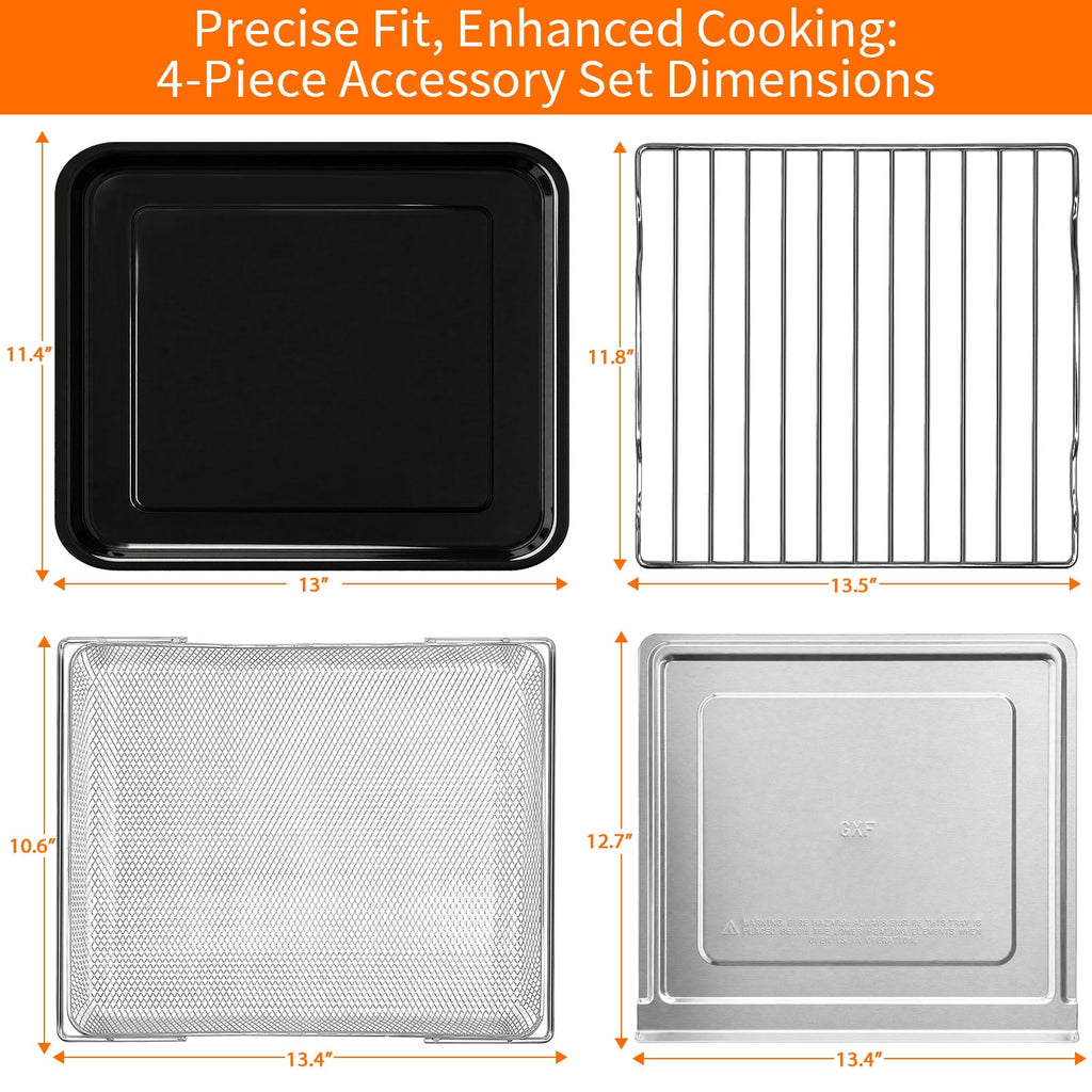 Air Fryer Replacement Parts for Ninja Flip Toaster Oven & Air Fryer SP151, 13.8''× 10.6'' Air Fryer Accessories Basket Grill Rack Crumb Tray Drip Pan