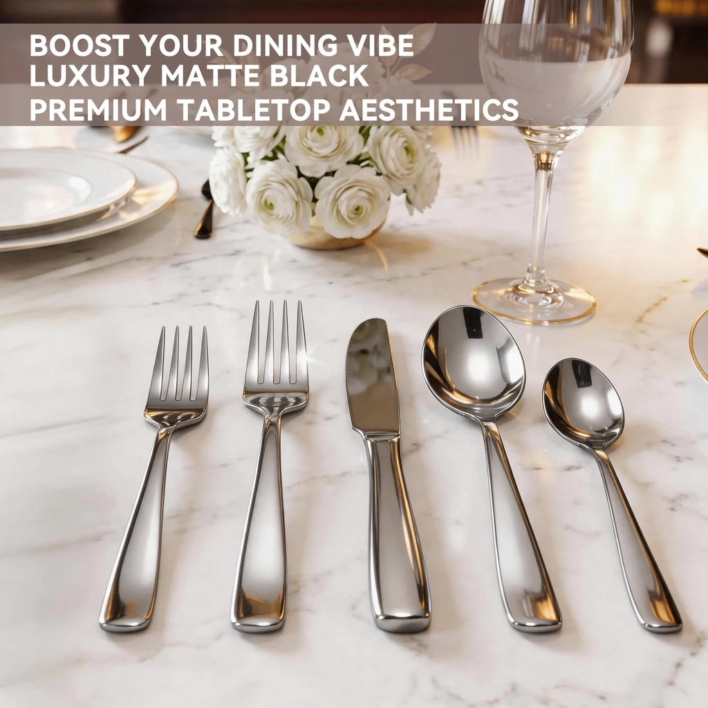 30 Pcs Silverware Set for 6, Kosbon Stainless Steel Flatware Tableware Set, Include Forks Spoons and Knives Set, Mirror Polished Cutlery Utensil Set for Home Restaurant, Dishwasher Safe