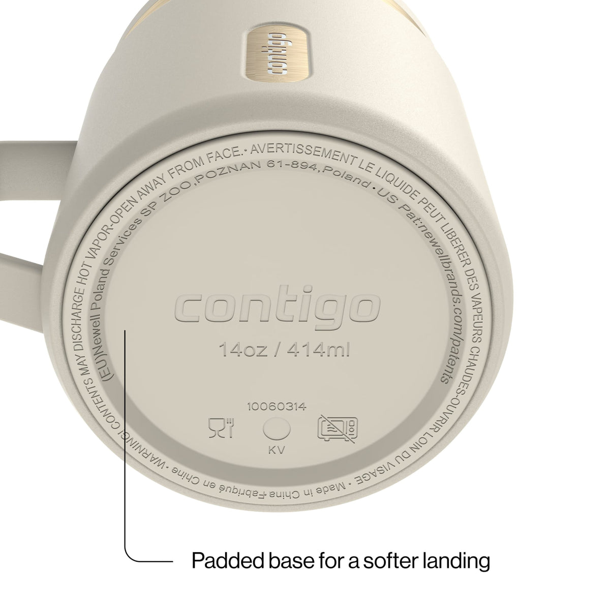 Contigo 14oz SnapSeal Insulated Stainless Steel Coffee Tumbler, Oatmilk Cream/Champagne