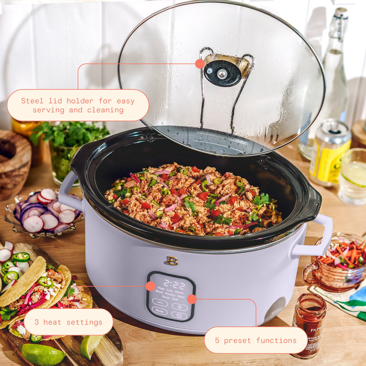 Beautiful 6 Qt Programmable Slow Cooker, Thyme Green by Drew Barrymore
