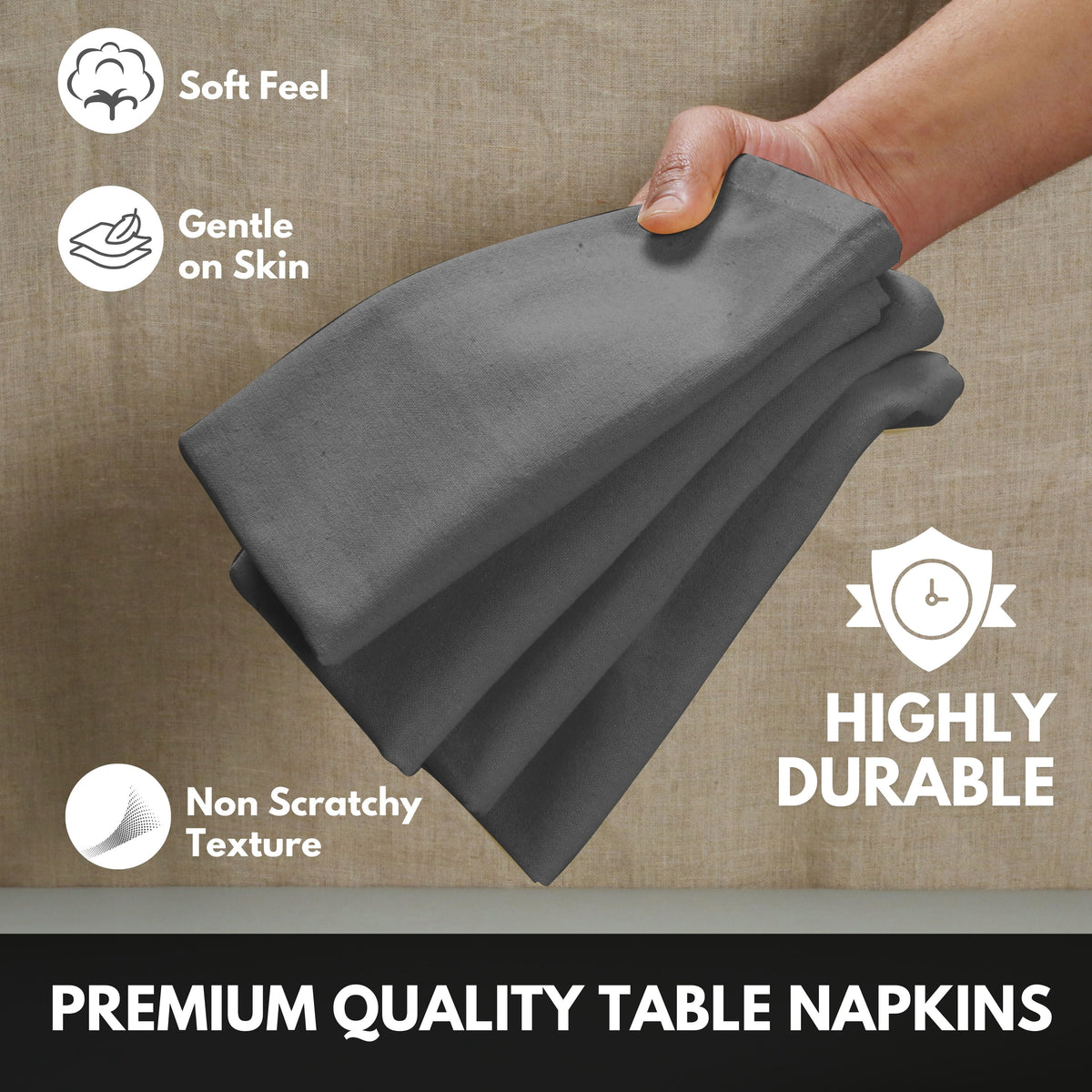 Softopia Cotton Dinner Table Fabric Napkins 17"x17", Set of 12 - Light Blue