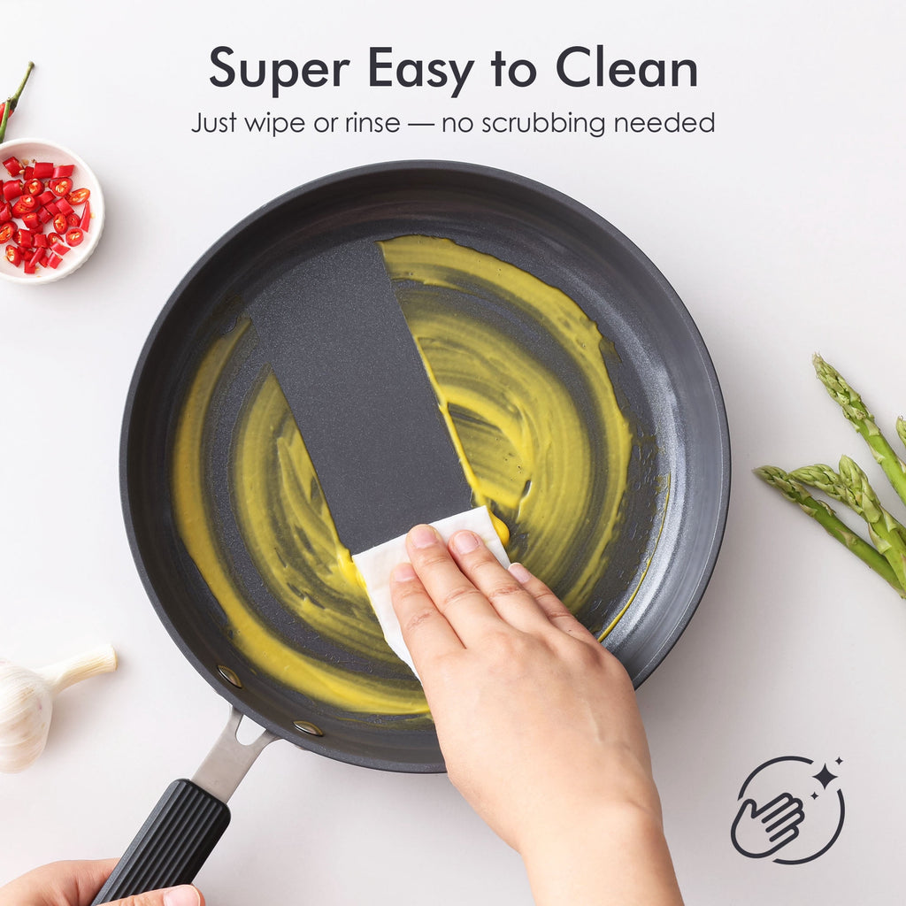 SENSARTE Nonstick Ceramic Frying Pan Skillet, Induction Omelette Pan Egg Pan, Healthy Cookware Chef's Pan with Heat-Resistant Handle, Dishwasher Safe, Gray, 8"