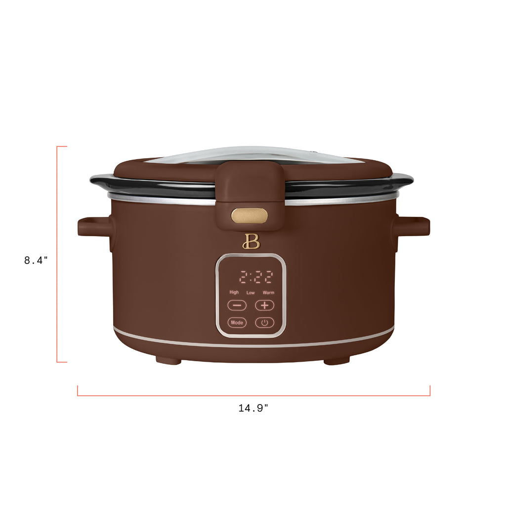 Beautiful 4 Qt Digital Slow Cooker with Hinged Locking Lid, Thyme Green by Drew Barrymore