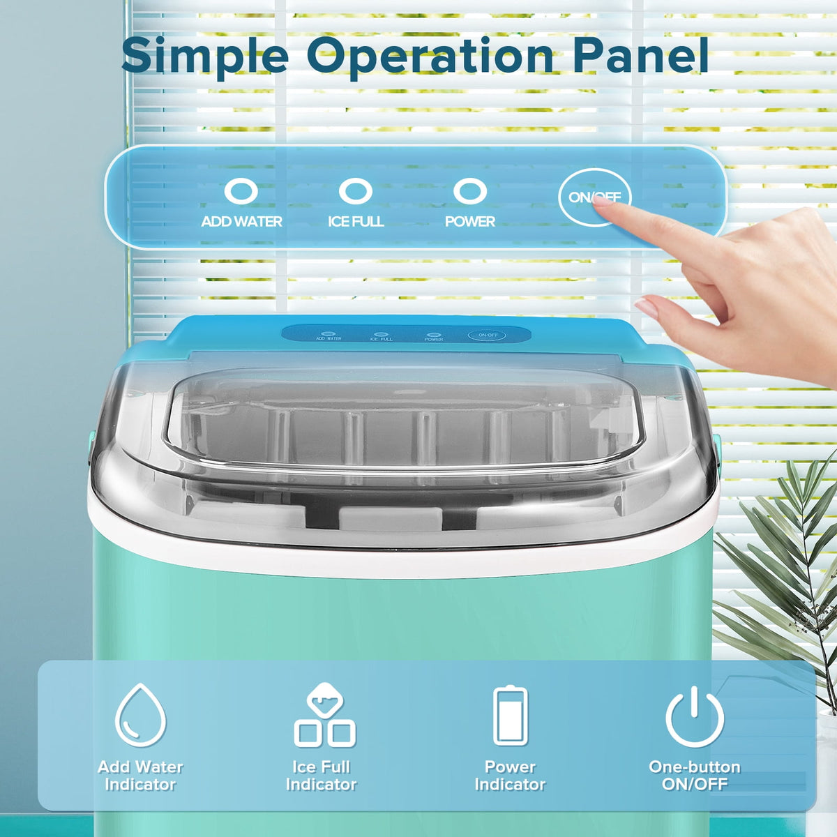 Havato Countertop Ice Maker, 8 Bullet Ice Cubes in 6 Mins, 26lbs/24H, w/ Scoop & Basket, White