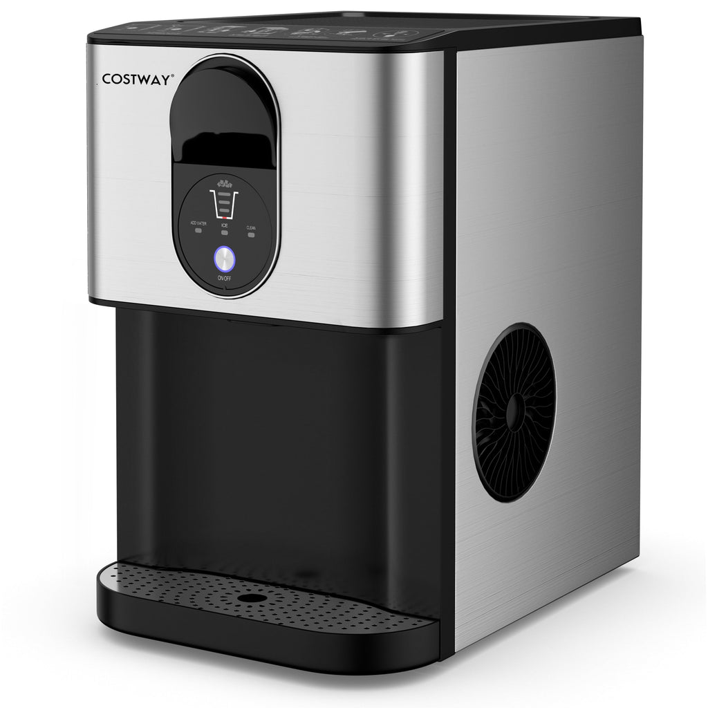 Costway 56 lbs/24 H Pepple Chewable Countertop Ice Maker with Self-Cleaning System