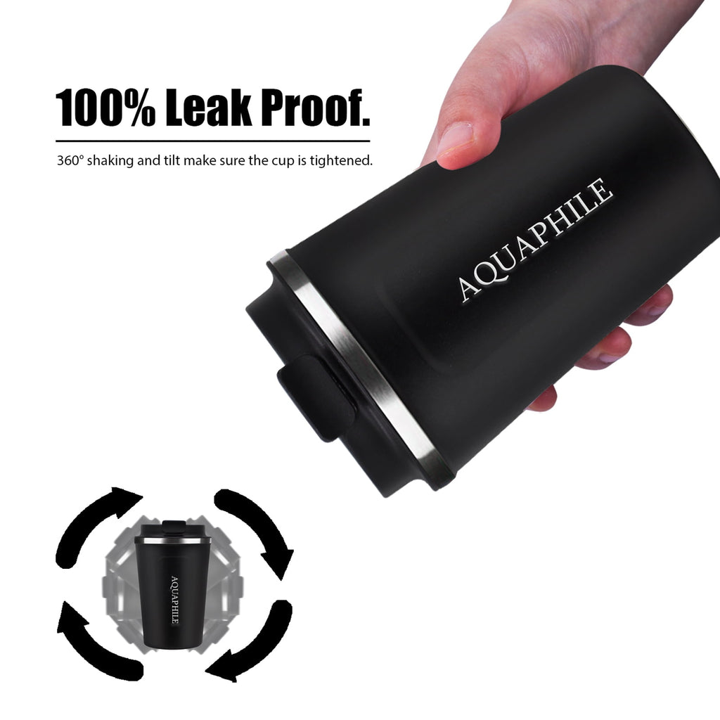 Aquaphile 17oz Coffee Mug to Go Stainless Steel Thermos Double Wall Insulated Coffee Cup Reusable Travel Mug with Leak proof Lid, White