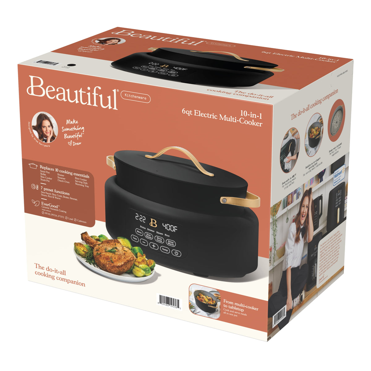 Beautiful 10 in 1, 6 Qt Electric Multi-Cooker, Thyme Green by Drew Barrymore